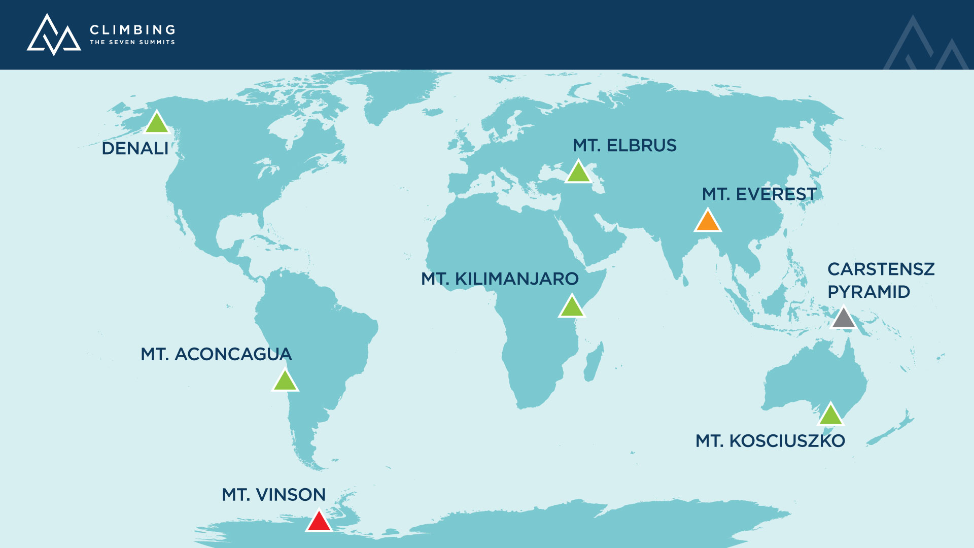 About The Seven Summits Climbing The Seven Summits   CT7SA World Map 1 