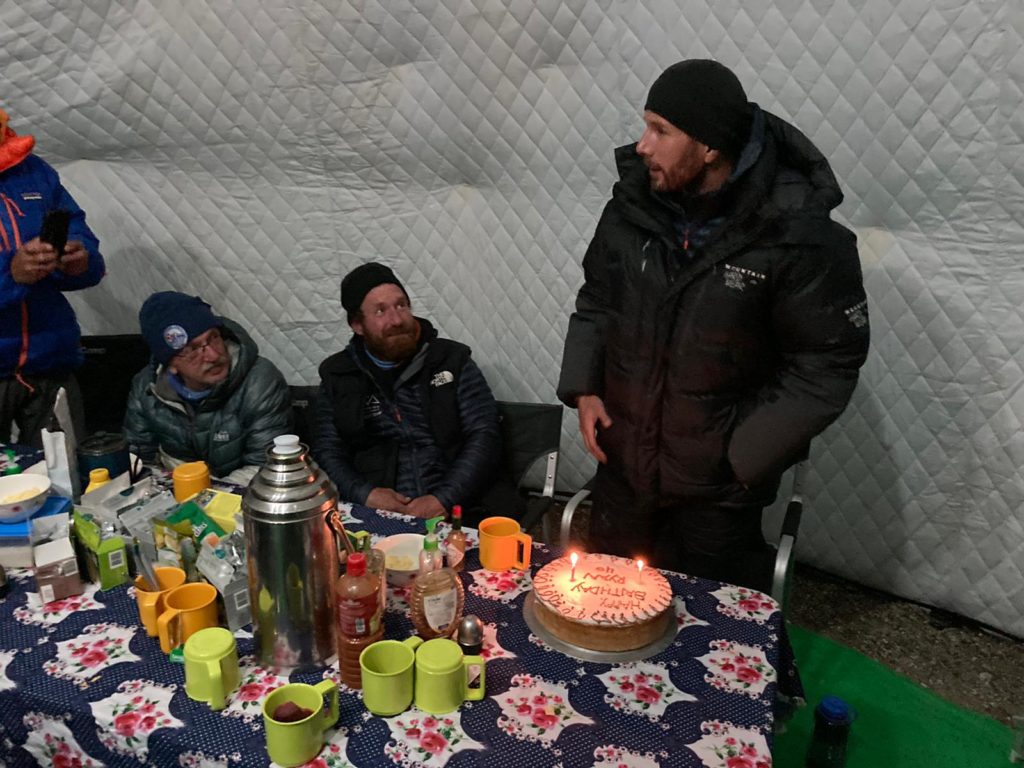 Birthday Celebrations at Lobuche Basecamp - Photo Mike Hamill