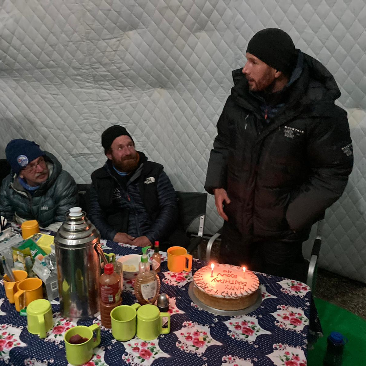 Birthday Celebrations at Lobuche Basecamp - Photo Mike Hamill