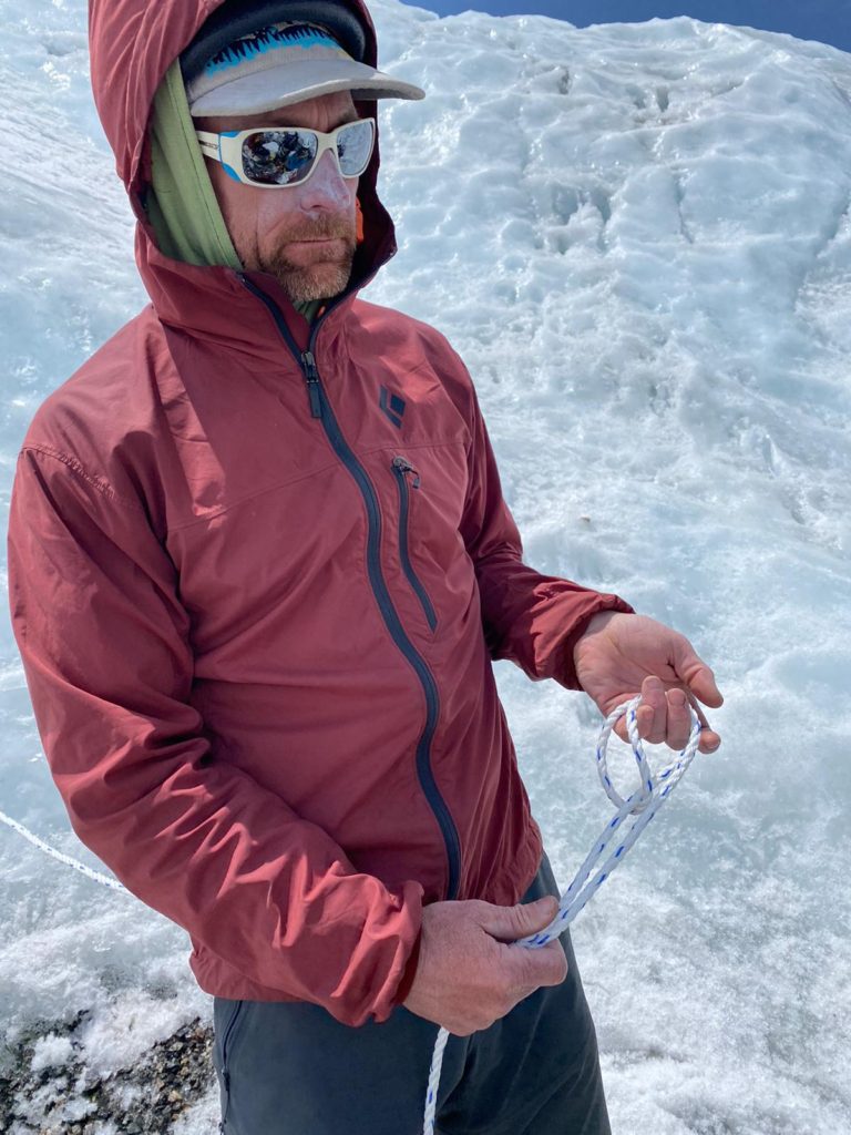 CTSS Guide Casey Grom demonstrates the Munter Hitch - Photo Mark Postle