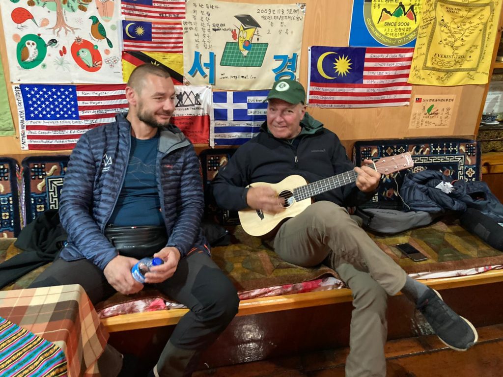 Team members Mario and Ron Relaxing in Namche - Photo Mike Hamill