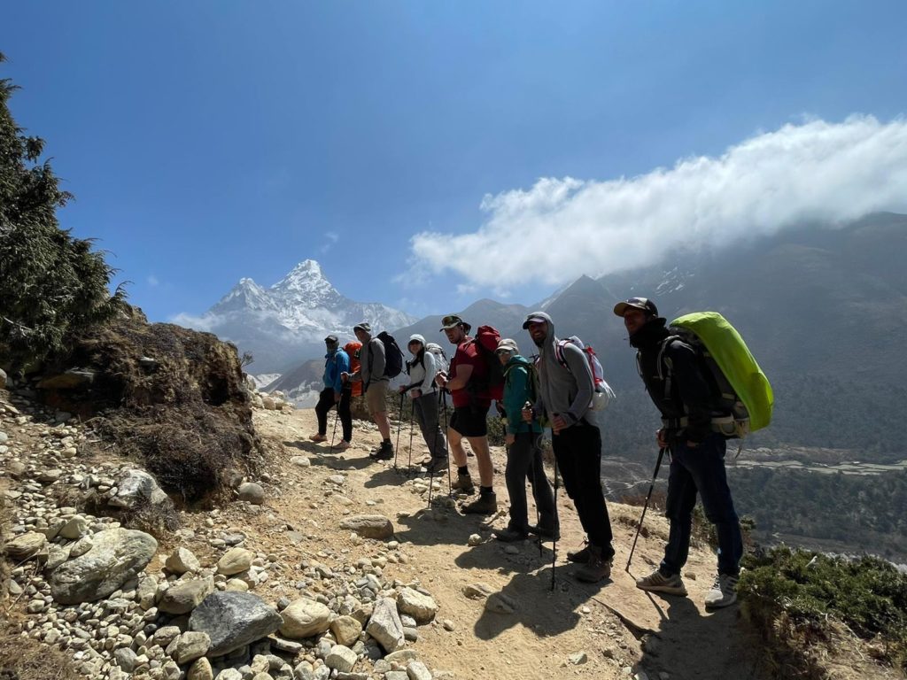 Western Guided team working their way up the valley, Ama Dablam in the background - Photo Casey Grom