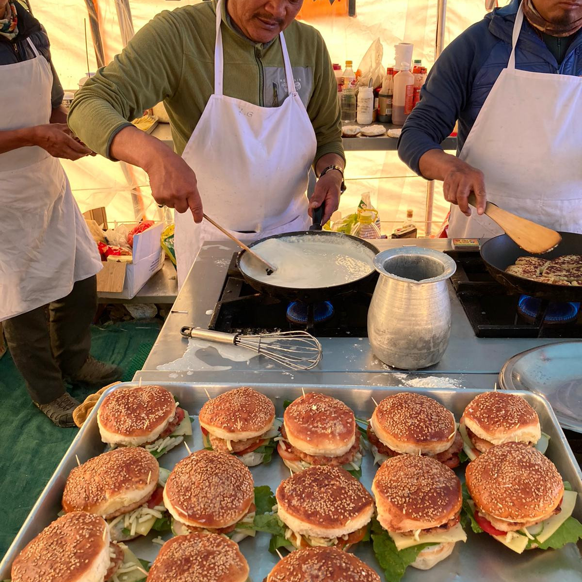 Chicken burgers for lunch from Chef Kumar