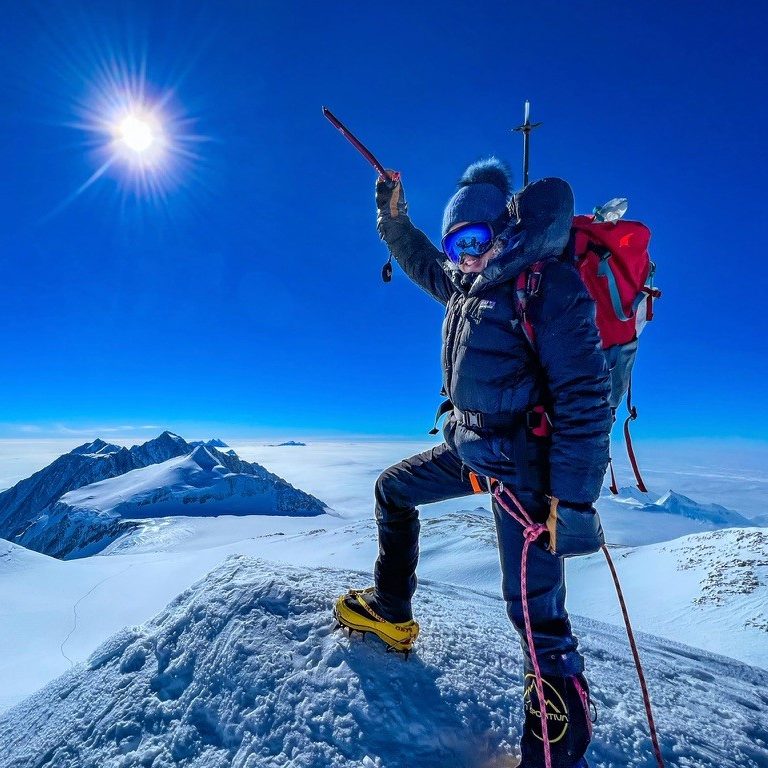 Julie on the summit of Mount Vinson.