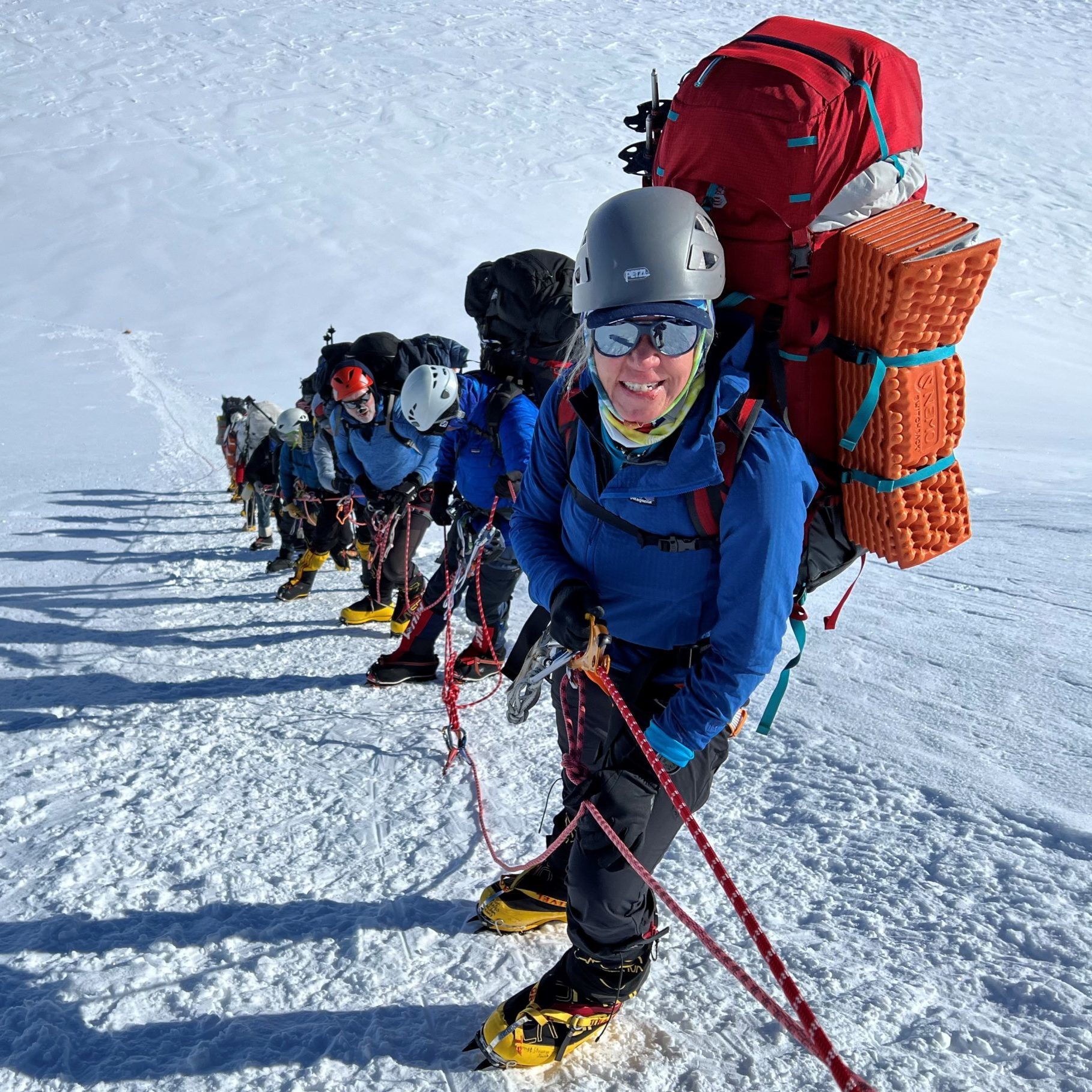 Honing fixed-line climbing skills on Vinson